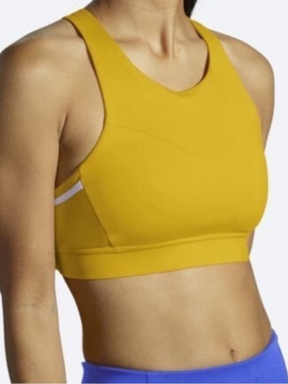 Brooks 3 Pockets Performance High-Neck Sports Bra in Mustard Yellow